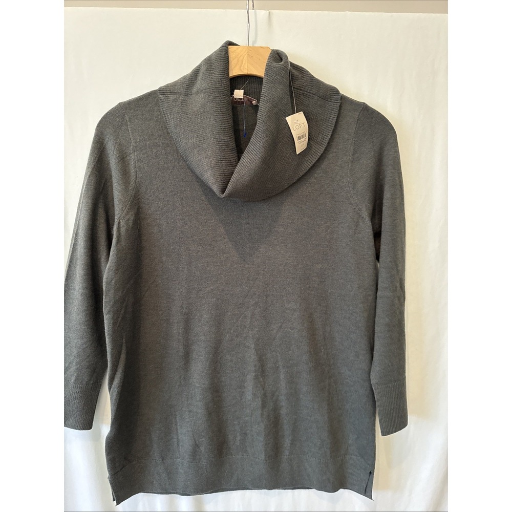 Womens Loft Turtleneck Pullover Sweater PL Dark Moss Green LS NWT